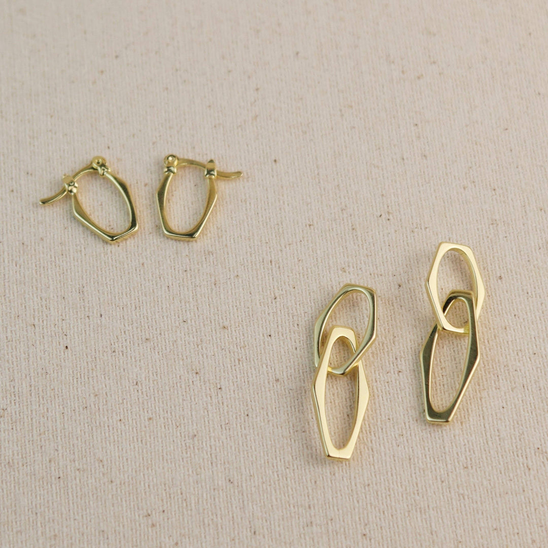 18k Gold Filled Geometric Dangle Earrings - Beloved Boutique 