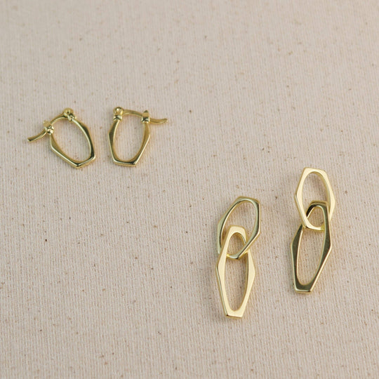 18k Gold Filled Geometric Dangle Earrings - Beloved Boutique 