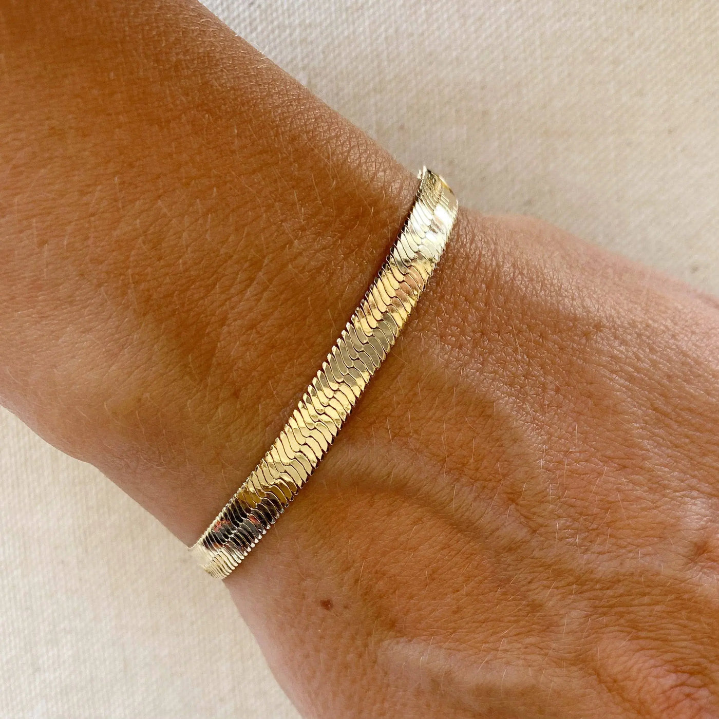 18k Gold Filled 6mm Herringbone Bracelet GoldFi
