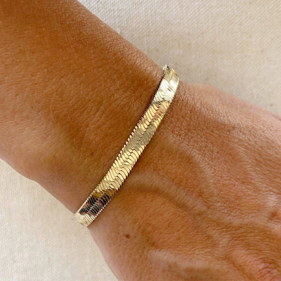 18k Gold Filled 6mm Herringbone Bracelet GoldFi