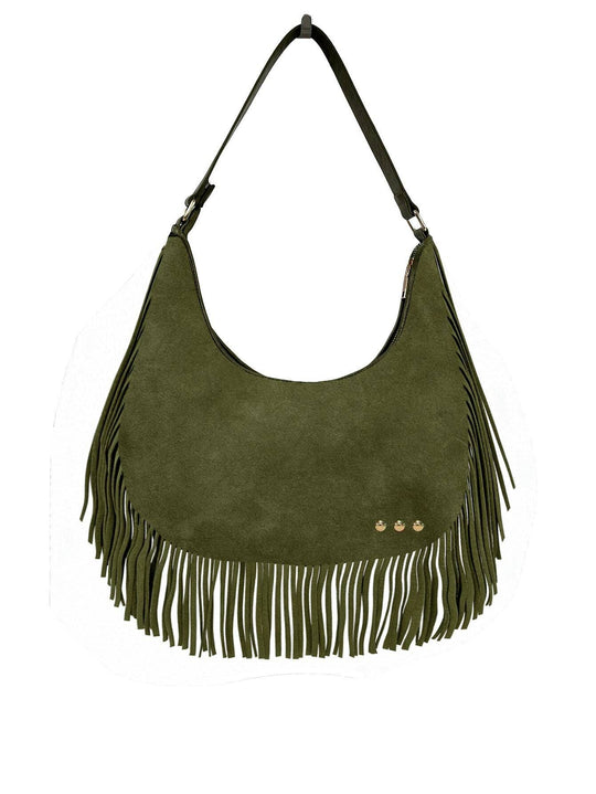 Loretta Suede Fringe Slouchy Bag