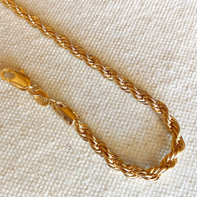 18k Gold Filled 4mm Rope Bracelet GoldFi