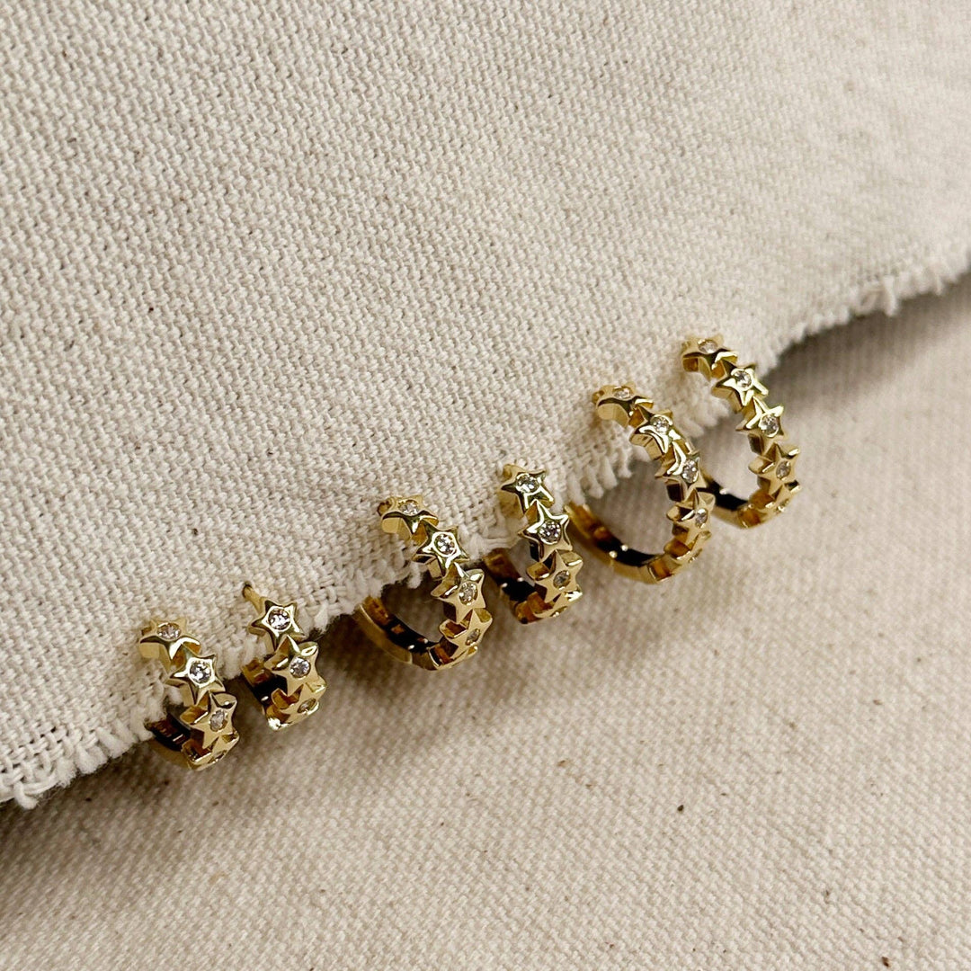 18k Gold Filled CZ Stars Hoop Earrings - Beloved Boutique 