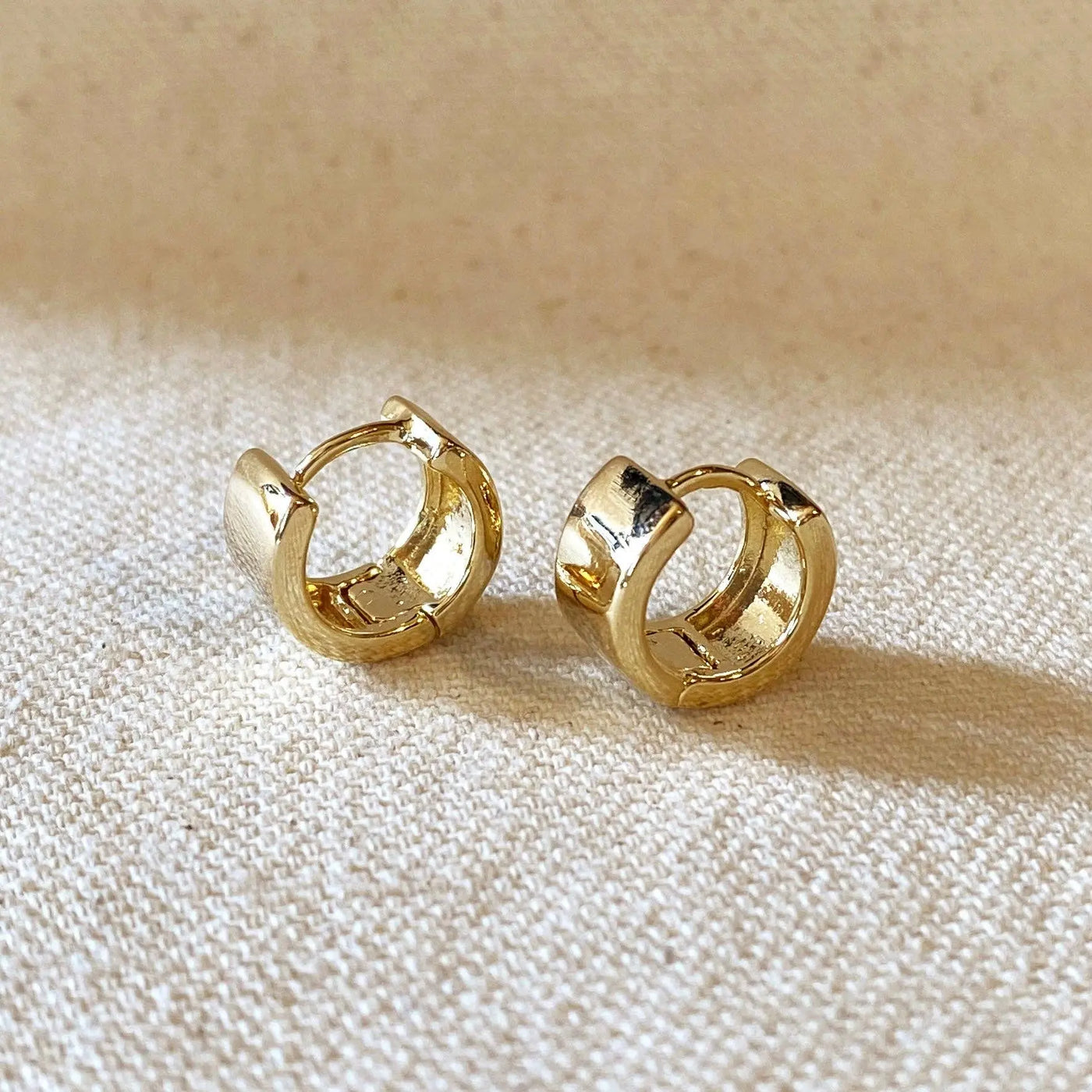Gold Chunky Flat Clicker Hoop Earrings GoldFi
