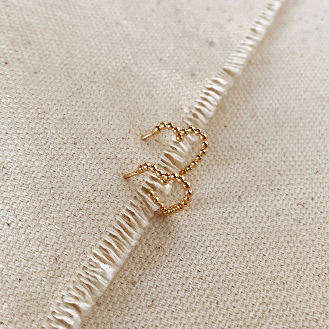 18k Gold Filled Heart Beaded Shaped Hoop GoldFi