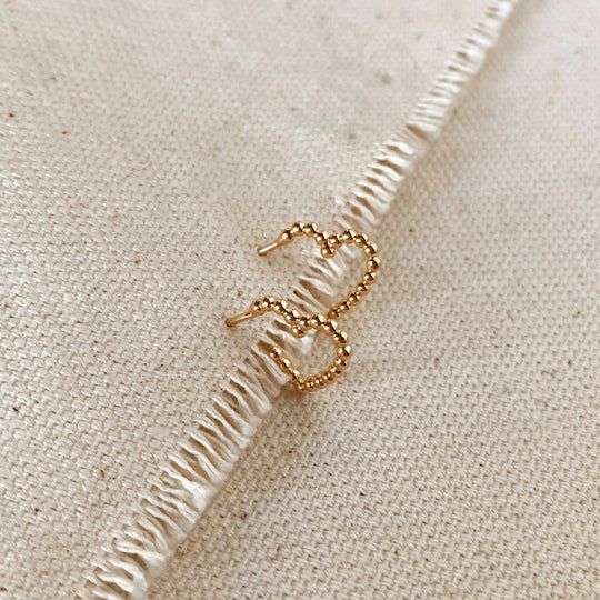 18k Gold Filled Heart Beaded Shaped Hoop GoldFi