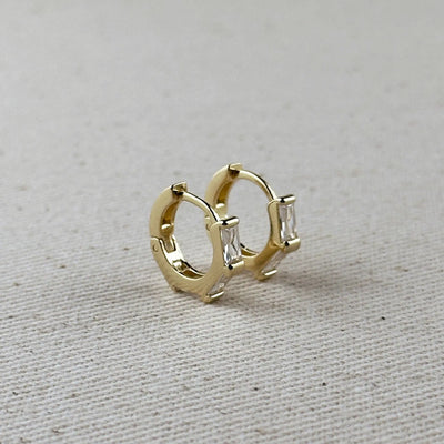 18k Gold Filled Colored Baguette CZ Clicker Hoop Earrings GoldFi