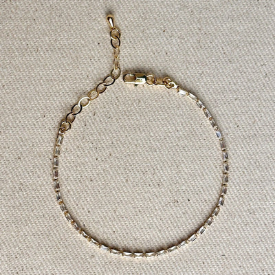 18k Gold Filled 1.5mm CZ Baguette Tennis Bracelet GoldFi