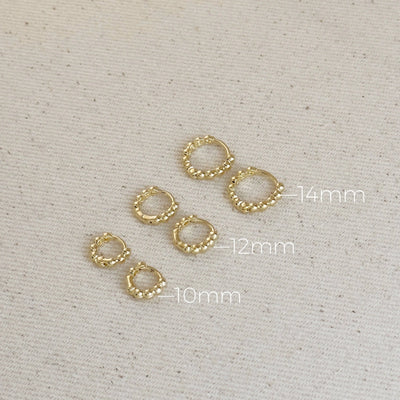 18k Gold Filled Mini Beaded Clicker Hoop Earrings GoldFi