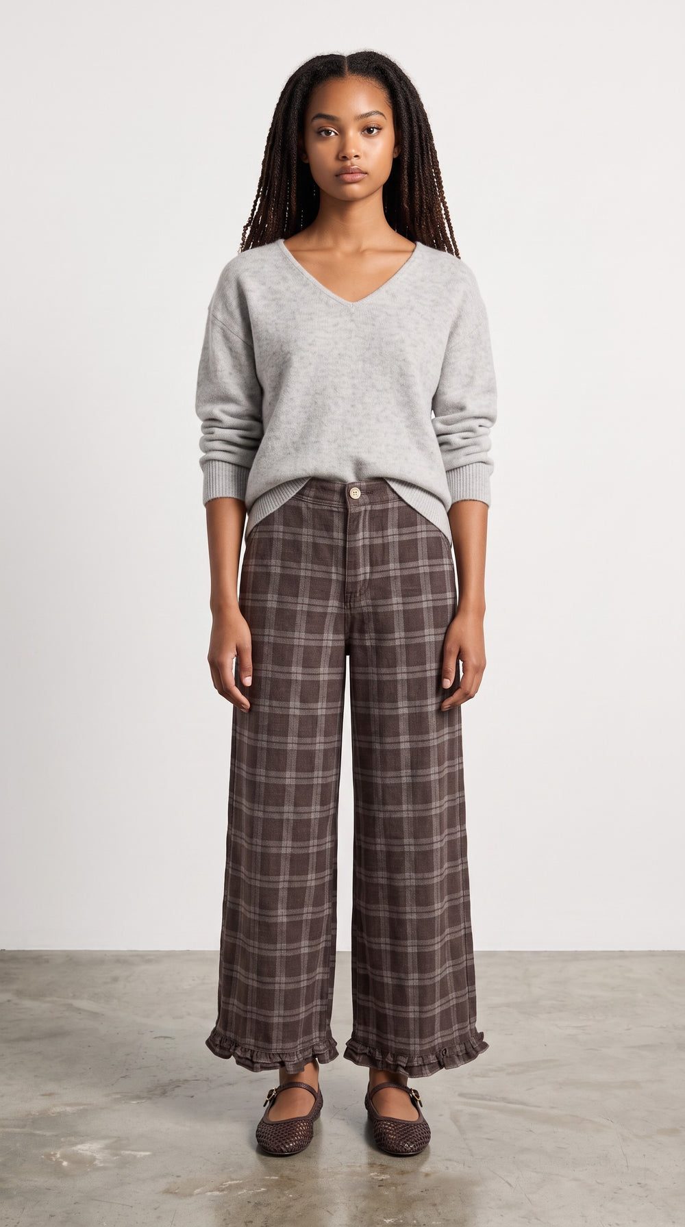 Trudy Plaid Ruffle Pant