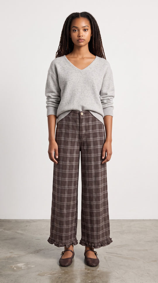 Trudy Plaid Ruffle Pant