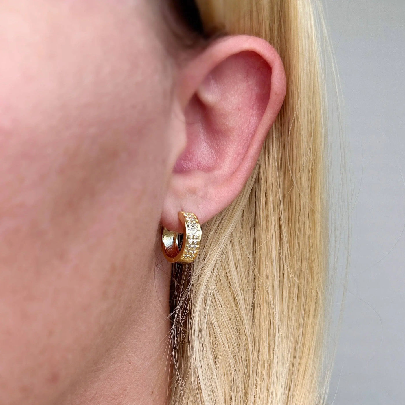 Wide CZ Clicker Hoop Earrings GoldFi
