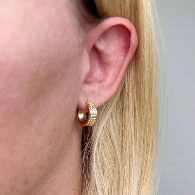 Wide CZ Clicker Hoop Earrings GoldFi