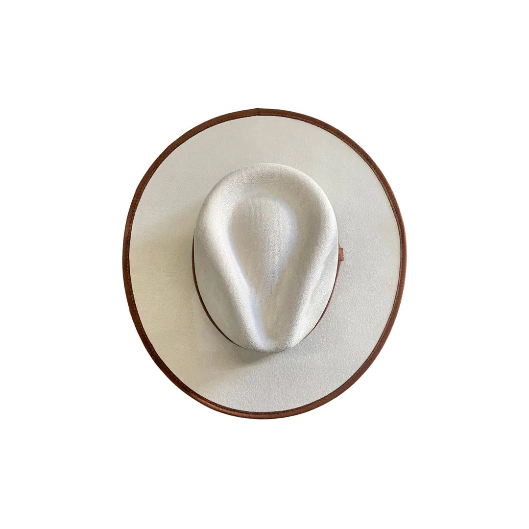 Two Toned Pencil Curled Vegan Suede Hat