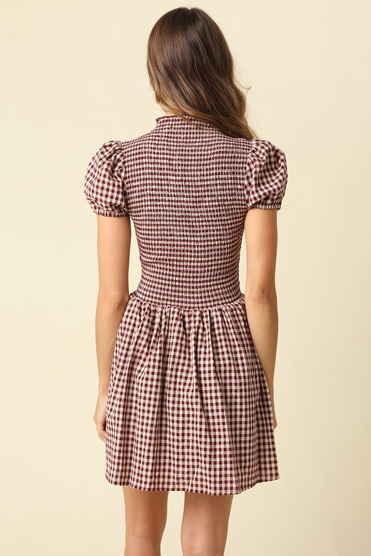 Jain Plaid Smocked Mini Dress