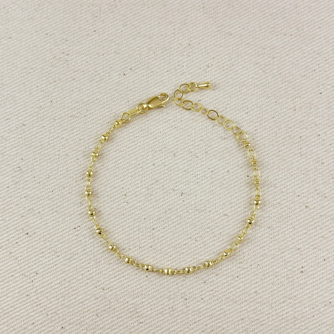 18K Gold Filled 2.5mm Beaded Bracelet - Beloved Boutique 