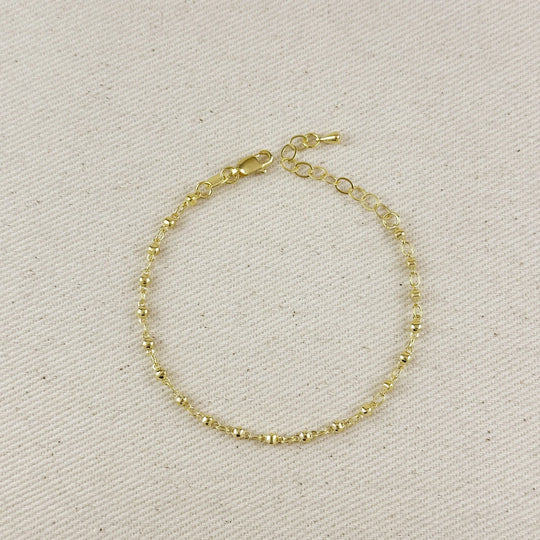 18K Gold Filled 2.5mm Beaded Bracelet - Beloved Boutique 