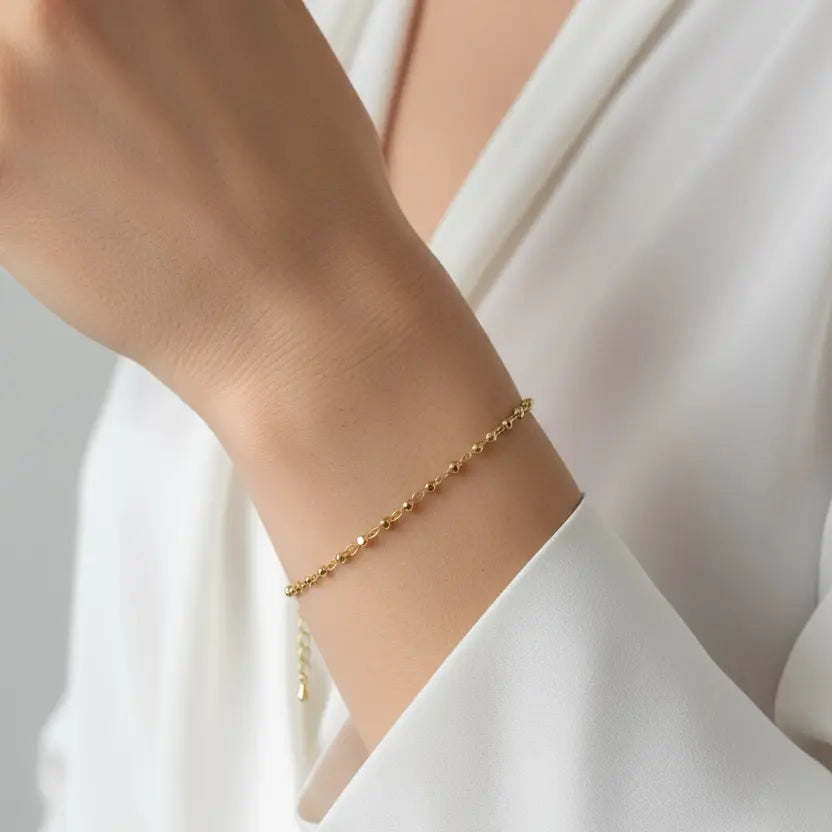 18K Gold Filled 2.5mm Beaded Bracelet - Beloved Boutique 
