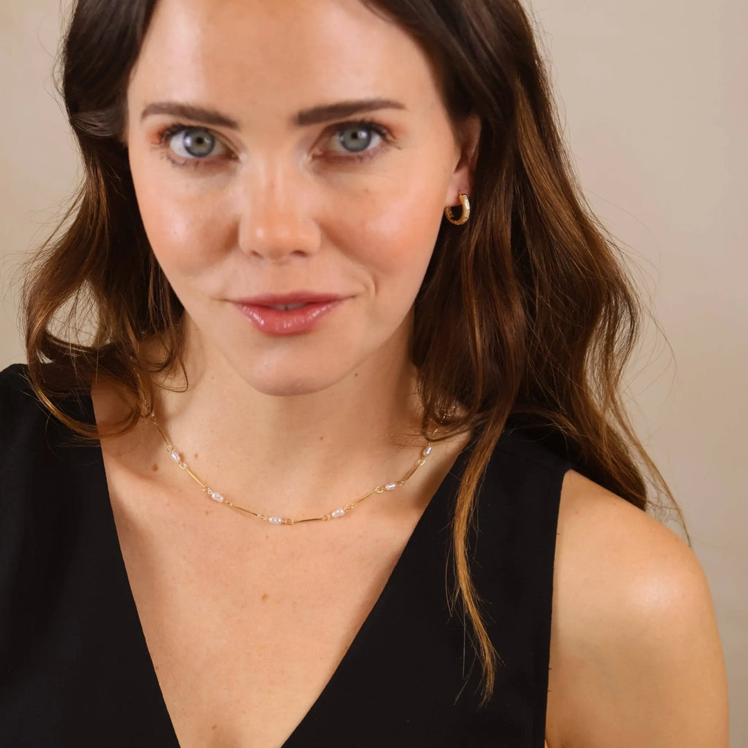 18K Gold Filled Pearl Bead &amp; Straw Necklace - Beloved Boutique
