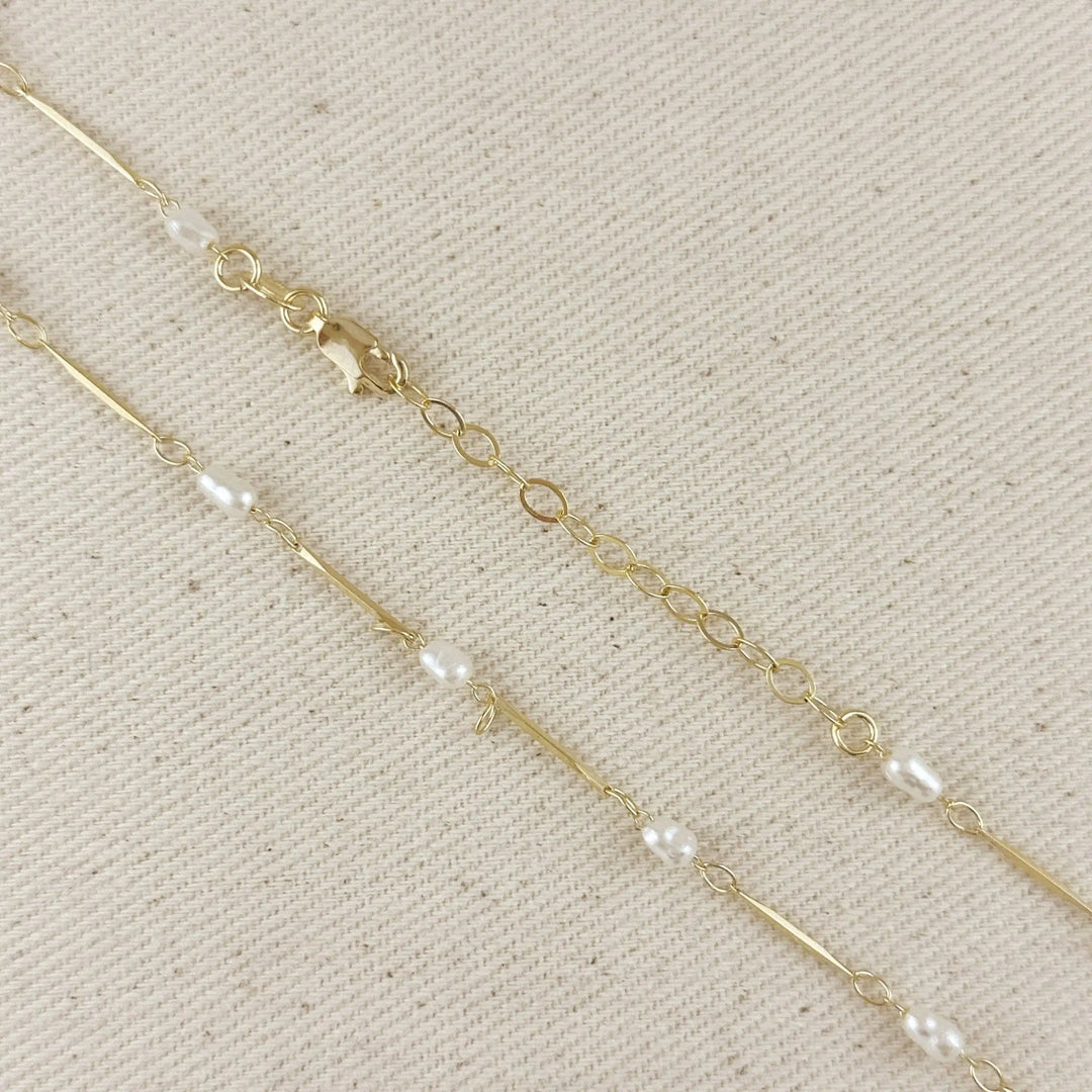 18K Gold Filled Pearl Bead &amp; Straw Necklace - Beloved Boutique