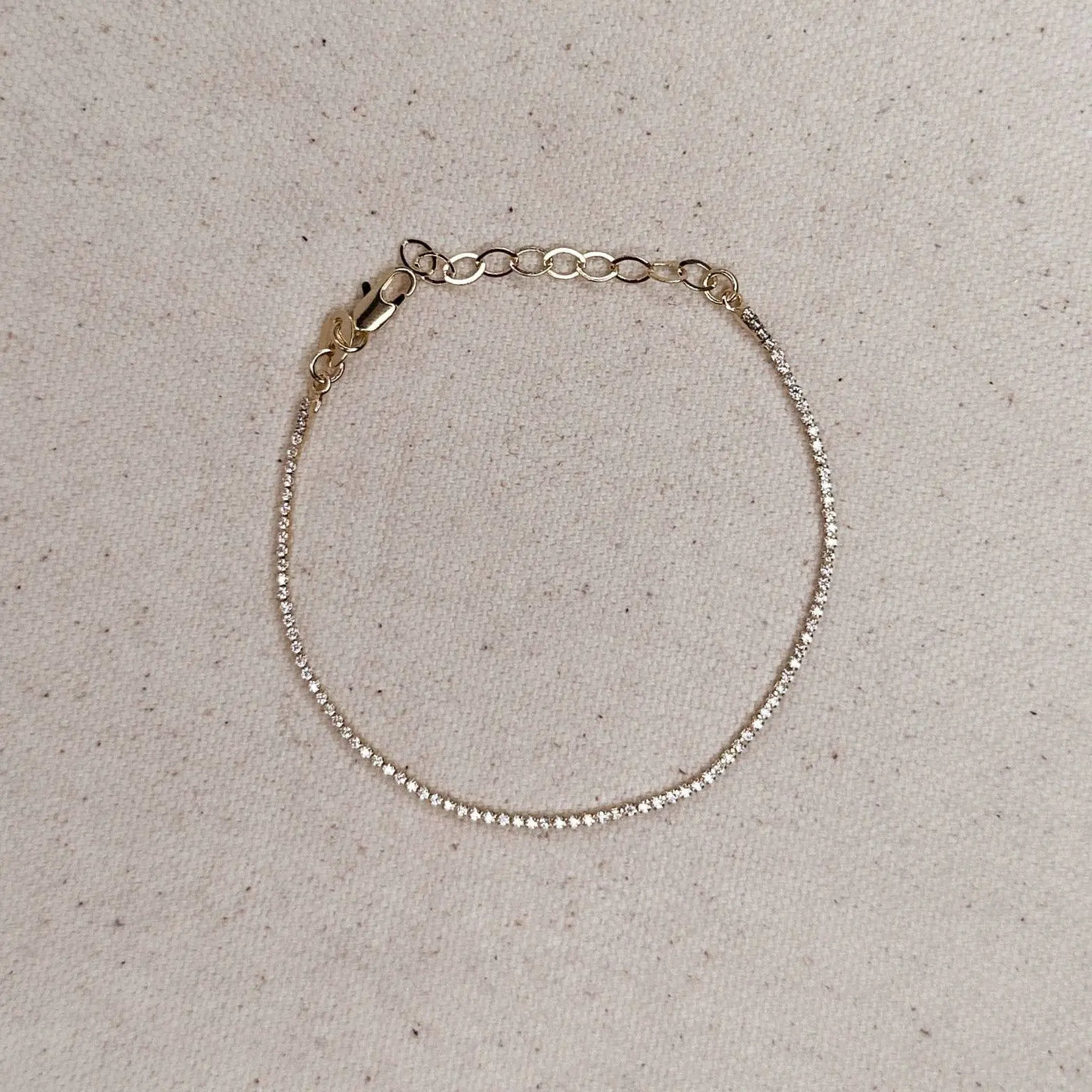 18k Gold Filled 1.2mm CZ Tennis Bracelet - Beloved Boutique