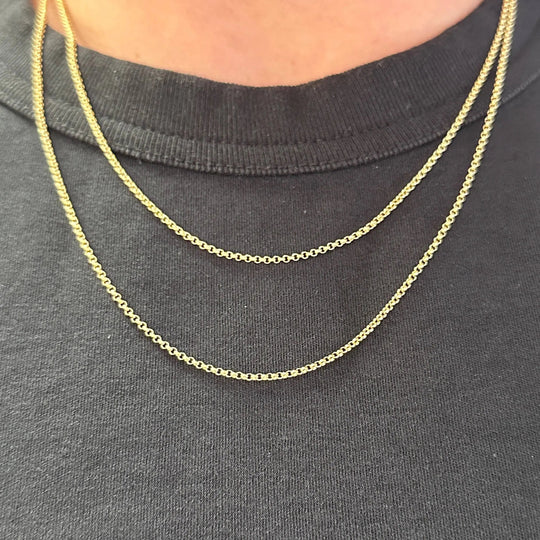 18k Gold Filled 1.5mm Rolo Chain Available in 16", 18", 20", GoldFi