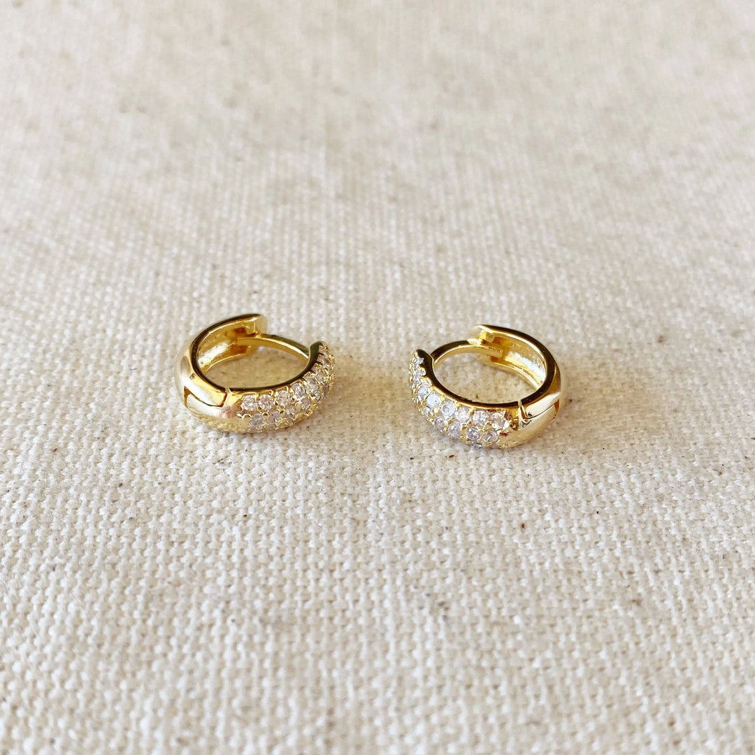 18k Gold Filled 13mm Cubic Zirconia Clicker Hoop Earrings GoldFi