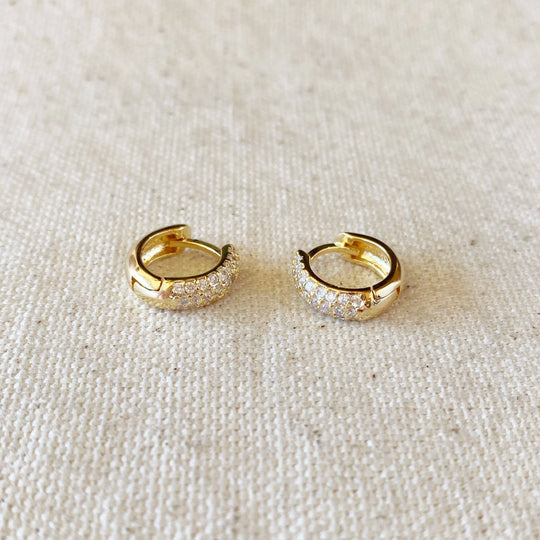 18k Gold Filled 13mm Cubic Zirconia Clicker Hoop Earrings GoldFi
