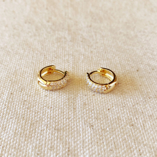 18k Gold Filled 13mm Cubic Zirconia Clicker Hoop Earrings GoldFi