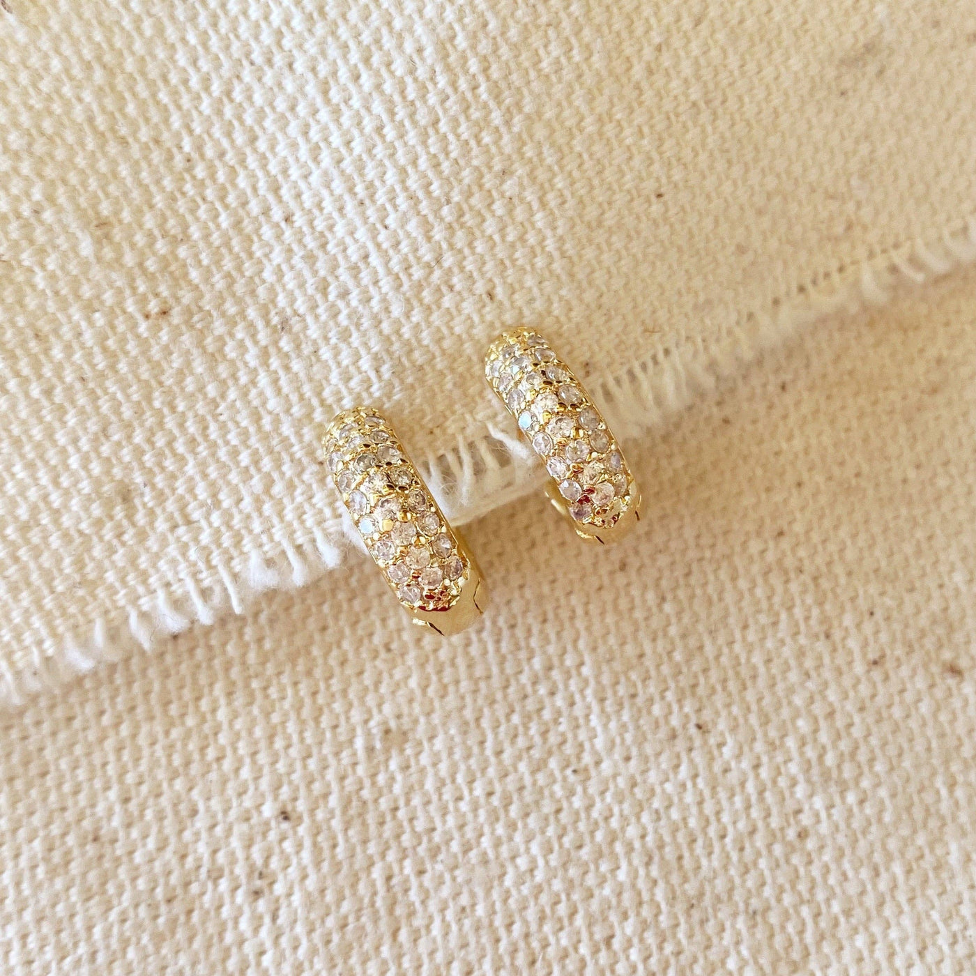 18k Gold Filled 13mm Cubic Zirconia Clicker Hoop Earrings GoldFi