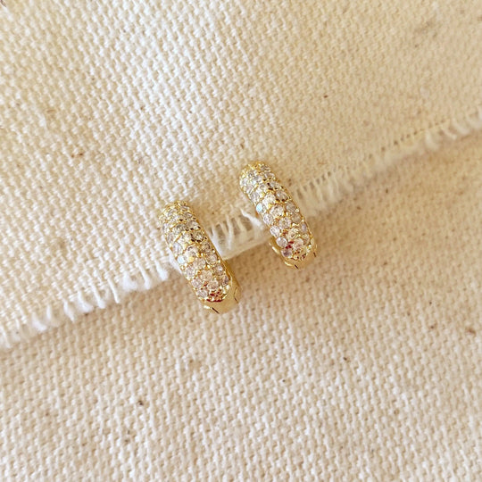 18k Gold Filled 13mm Cubic Zirconia Clicker Hoop Earrings GoldFi