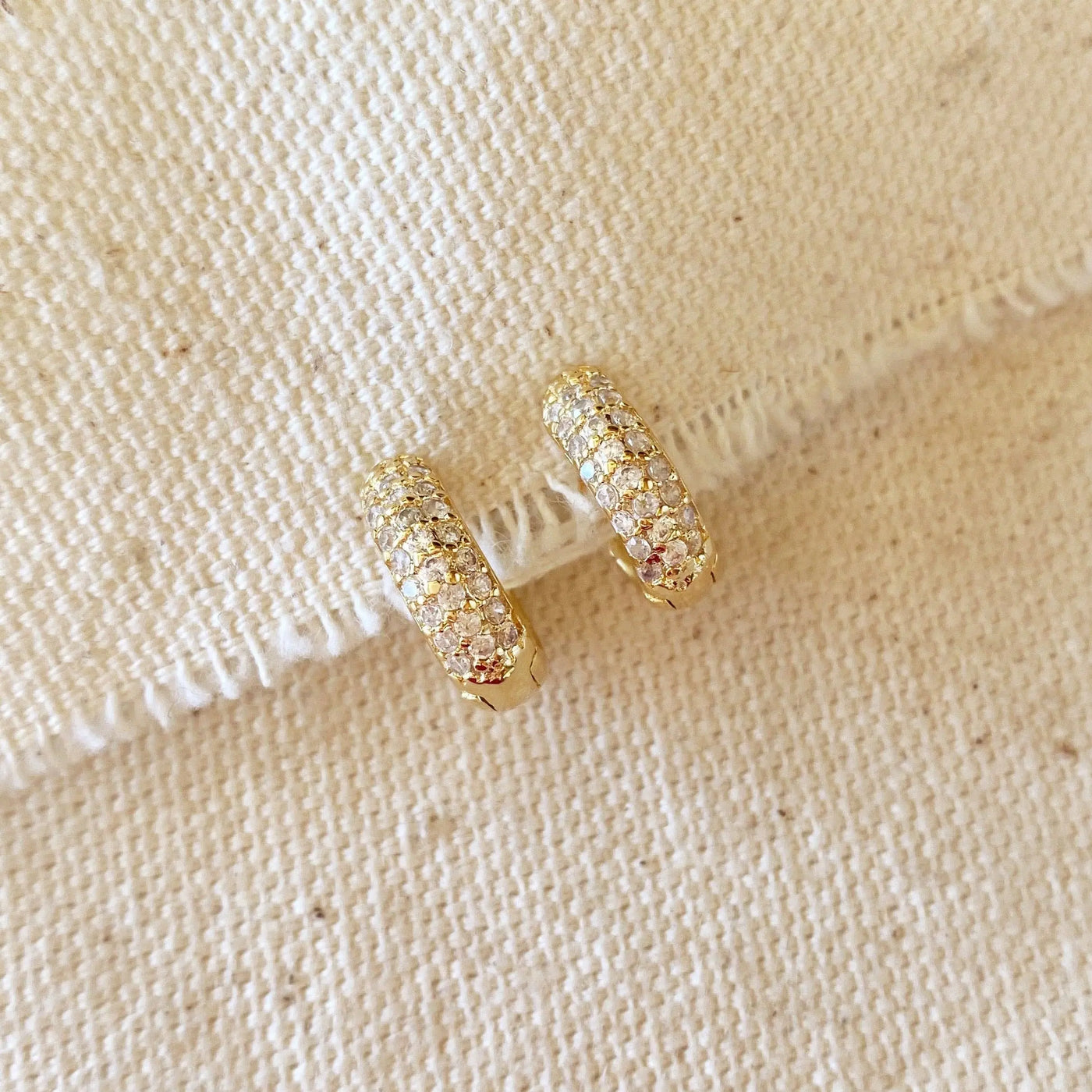 18k Gold Filled 13mm Cubic Zirconia Clicker Hoop Earrings GoldFi