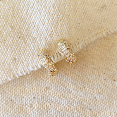 18k Gold Filled 13mm Cubic Zirconia Clicker Hoop Earrings GoldFi