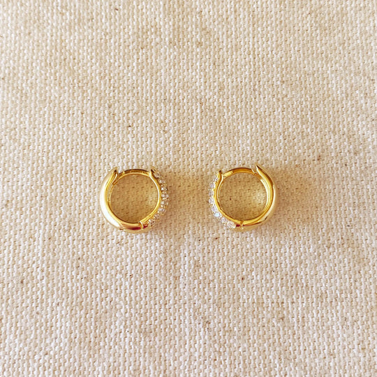 18k Gold Filled 13mm Cubic Zirconia Clicker Hoop Earrings GoldFi