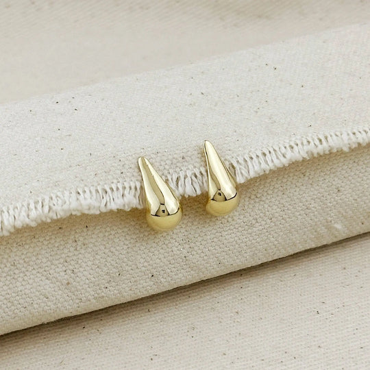 18k Gold Filled 15mm Teardrop Stud Earrings GoldFi