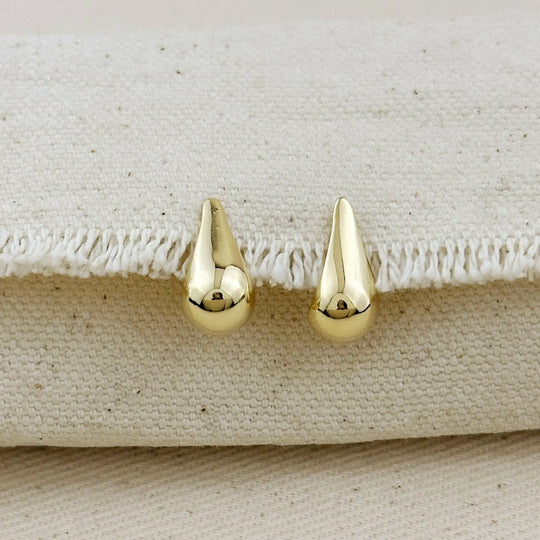 18k Gold Filled 15mm Teardrop Stud Earrings GoldFi