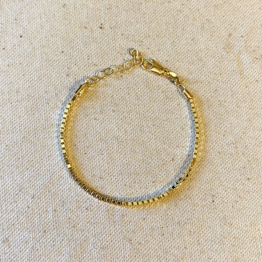 18k Gold Filled 2.0 mm Box Chain Bracelet - Beloved Boutique