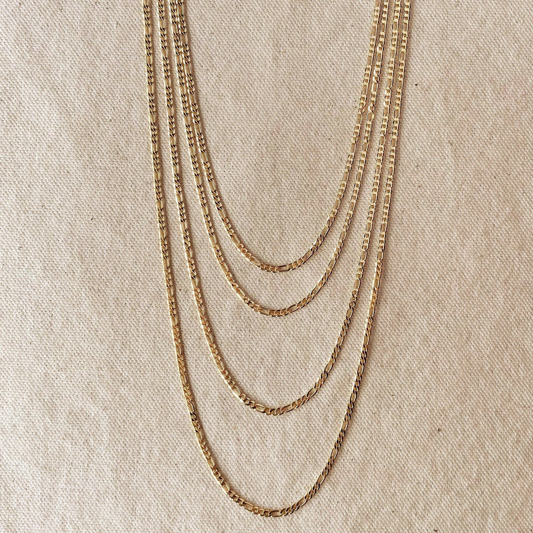 18k Gold Filled 2.5mm Flat Figaro Chain GoldFi