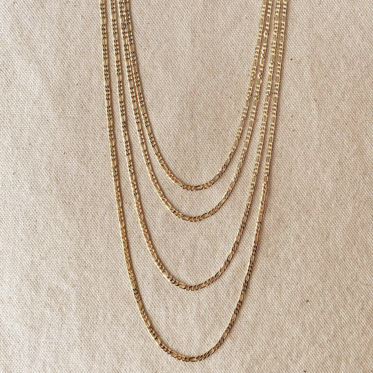 18k Gold Filled 2.5mm Flat Figaro Chain GoldFi