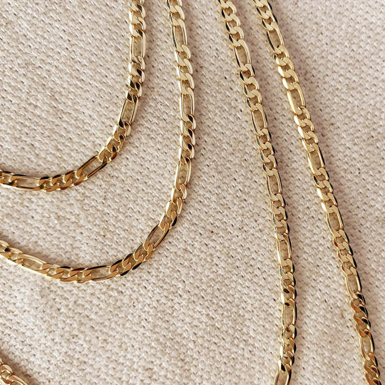 18k Gold Filled 2.5mm Flat Figaro Chain GoldFi