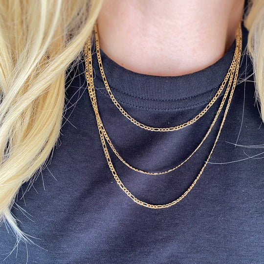18k Gold Filled 2.5mm Flat Figaro Chain GoldFi