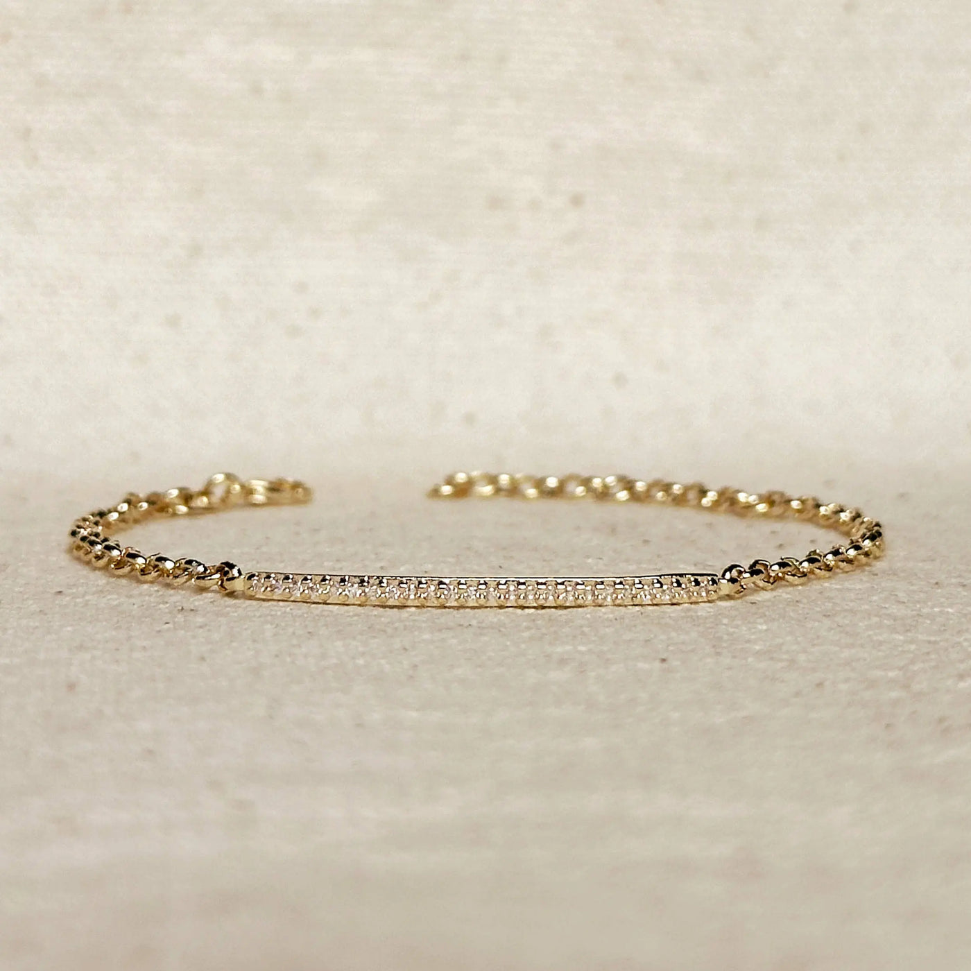 18k Gold Filled 2mm CZ Bar Bracelet GoldFi