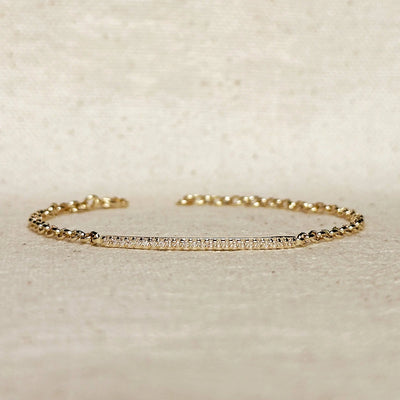 18k Gold Filled 2mm CZ Bar Bracelet GoldFi