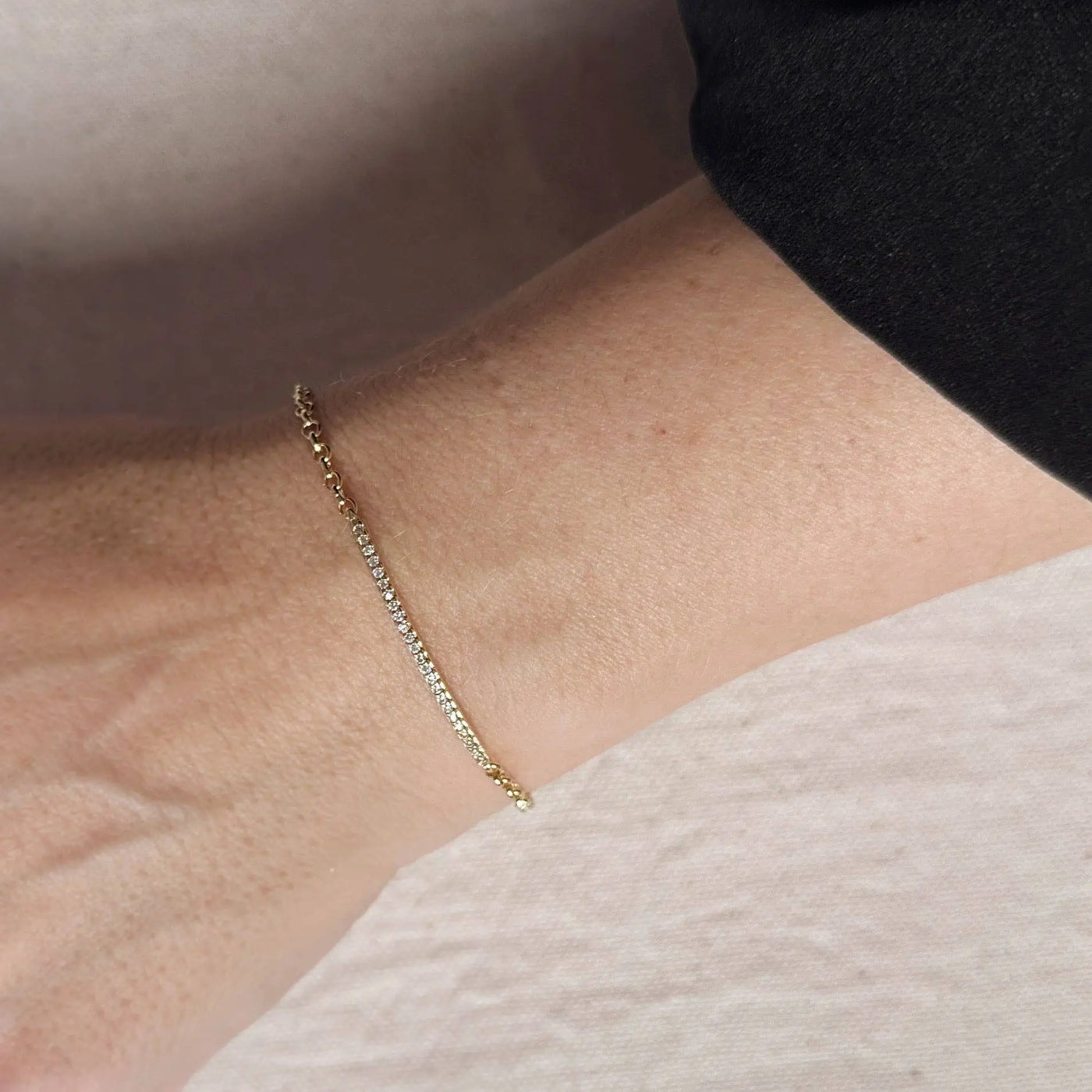 18k Gold Filled 2mm CZ Bar Bracelet GoldFi