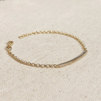 18k Gold Filled 2mm CZ Bar Bracelet GoldFi