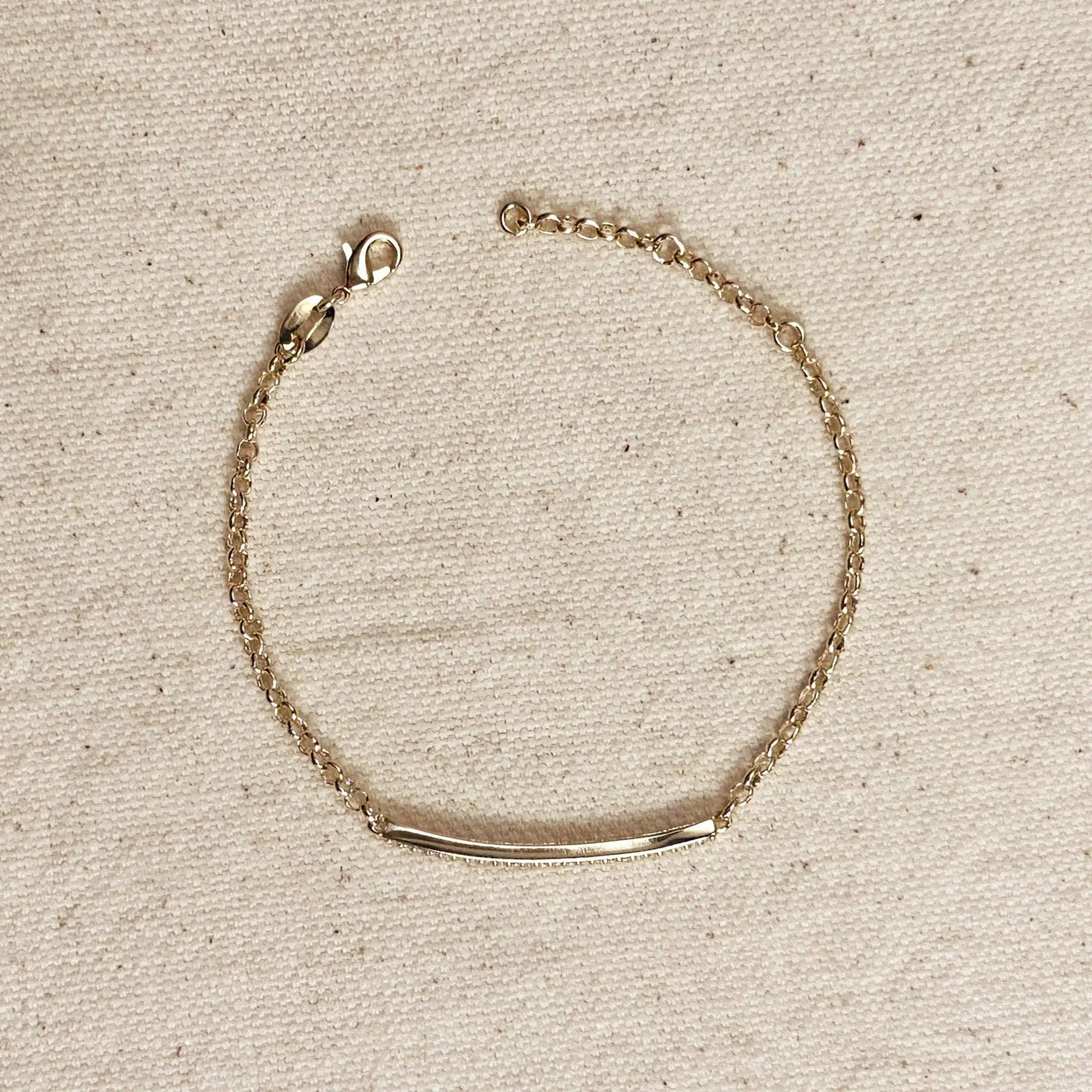 18k Gold Filled 2mm CZ Bar Bracelet GoldFi
