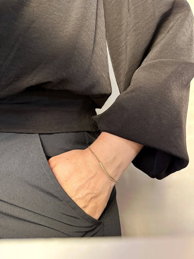 18k Gold Filled 2mm CZ Bar Bracelet GoldFi