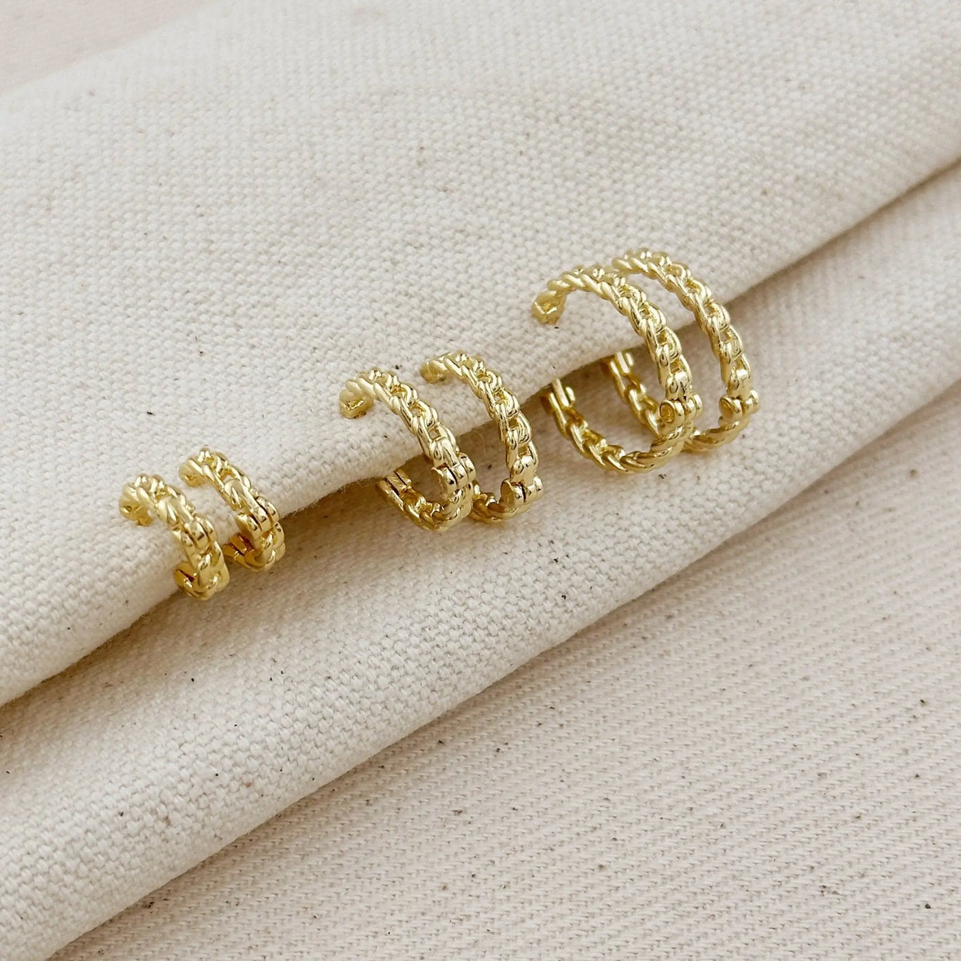18k Gold Filled 2mm Cuban Chain Clicker Hoop Earrings - Beloved Boutique