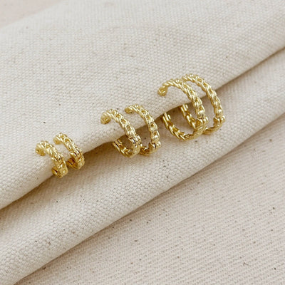 18k Gold Filled 2mm Cuban Chain Clicker Hoop Earrings - Beloved Boutique