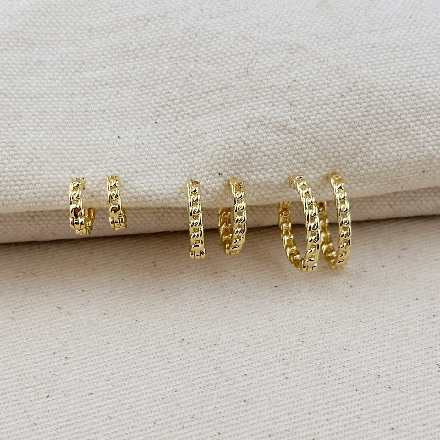 18k Gold Filled 2mm Cuban Chain Clicker Hoop Earrings - Beloved Boutique
